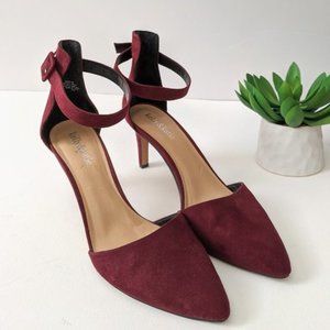Kelly & Katie Burgundy Pointed Toe Ankle Strap Heels